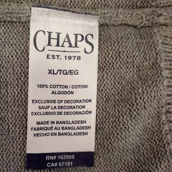 Chaps Gray & Blue Striped Mens Sweater XL 100% Cotton Crewneck - Picture 3 of 12